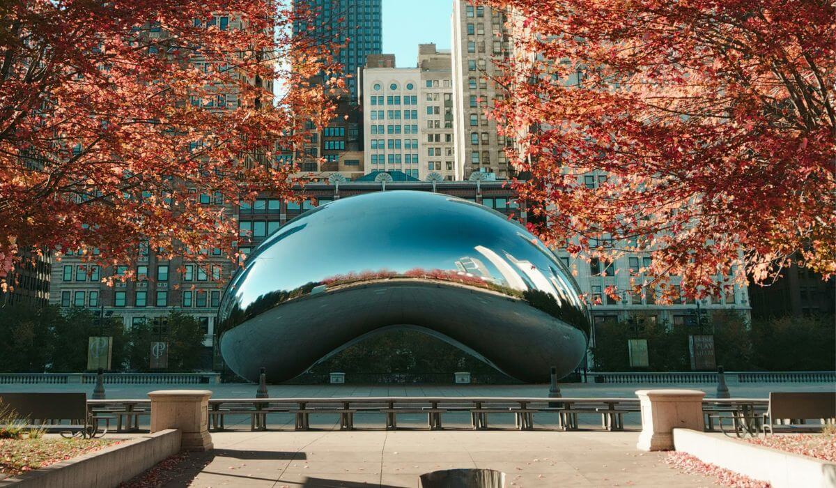 The Bean at Millennium Park, a picturesque location in Chicago for a winter proposal.