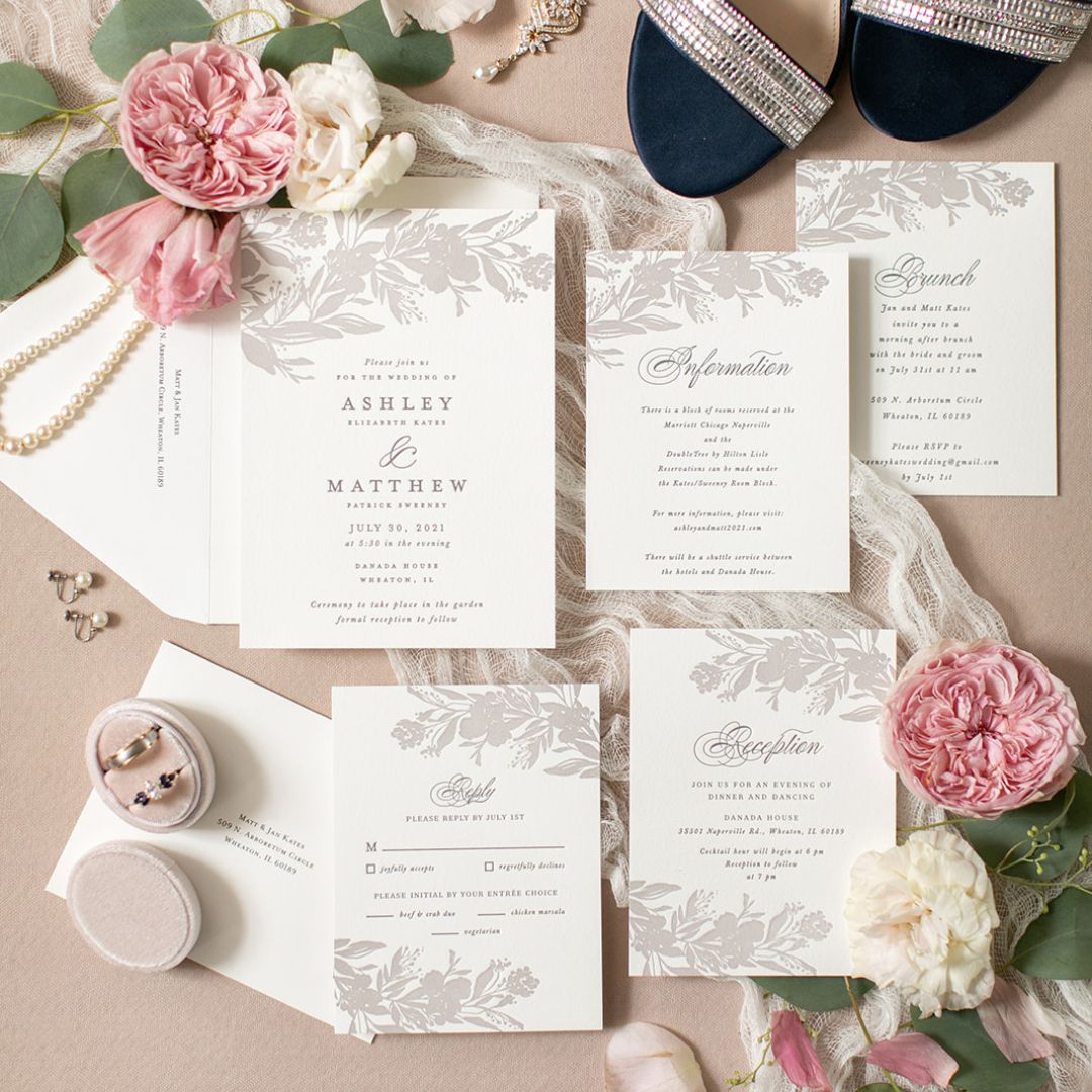 Luxury wedding stationery set with intricate design elements and elegant invitations for upscale celebrations.