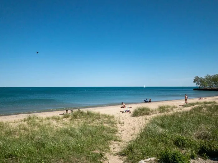empty beach in chicago
