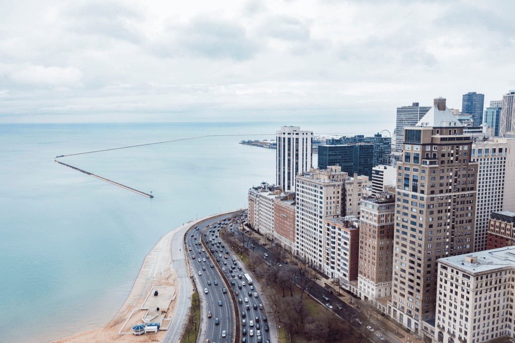 Chicago Skyline with view of Lake Michigan