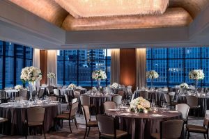 Ballroom set for wedding at The Ritz-Carlton Chicago
