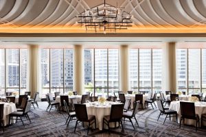 Ballroom set for meeting at The London House Chicago