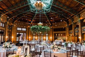 Ballroom set for wedding at Cafe Brauer in Chicago