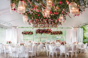Pink and white wedding at Chicago Botanic Garden