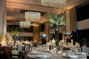 Ballroom at the Langham Chicago set for a wedding