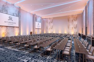 Ballroom set for meeting at the St.Regis Hotel in Chicago